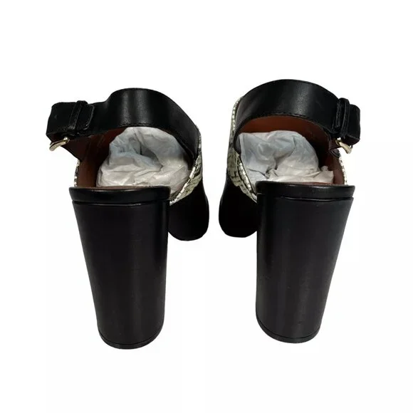 Cole Haan Roccia Snake Black Tabby High Heel Peep Toe Slingback Sandal Size 10B - Picture 4 of 16